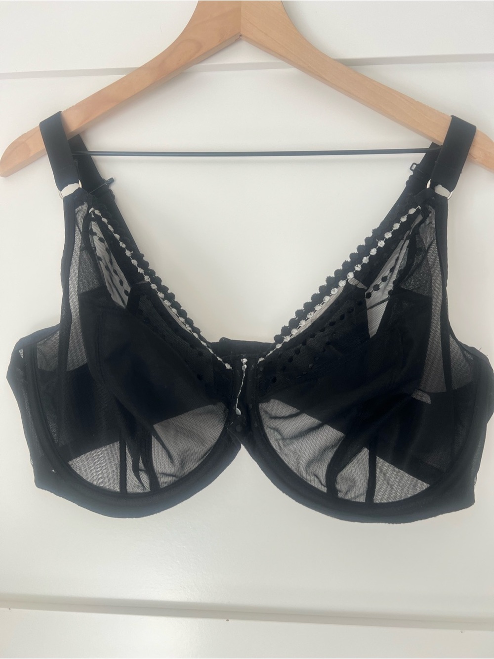Elomi Matilda Underwire Plunge Bra UK 40G / US 40I Black Sheer Mesh